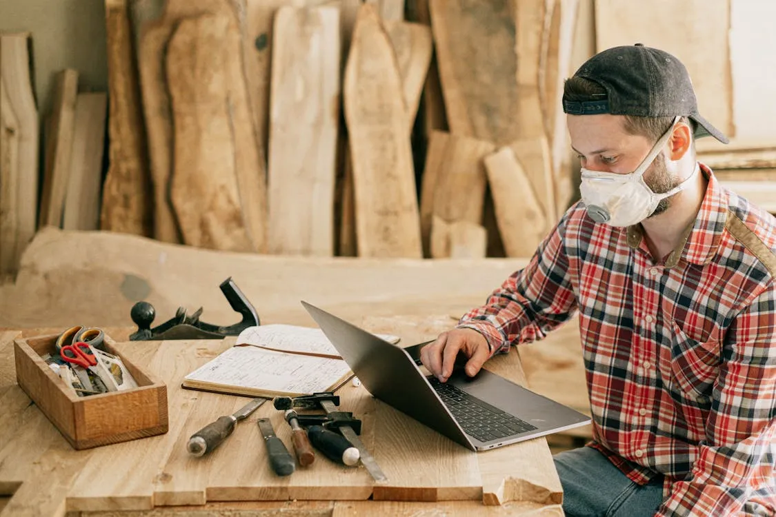 Carpentry work on a wood board